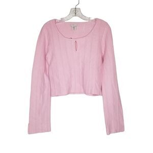 Sincerely Jules Pink Ribbed Cropped Sweater Medium Slouchy 90s Barbie Soft Cozy